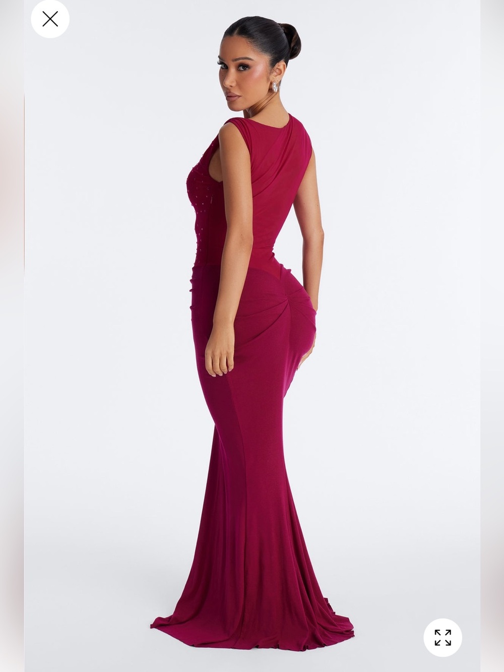 Fashion Nova Wine Red Embellished Maxi Dress - Picture 4 of 5